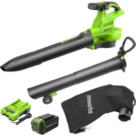 Greenworks 40V (230 MPH / 505 CFM / 75+ Compatible Tools) Cordless Brushless Leaf Blower / Vacuum( Vac (5.0Ah) Gen 2)