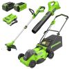 40V Brushless Cordless Lawn Mower Blower String Trimmer Combo Kit 4.0Ah 2.0Ah Battery Charger Bonus Spools Lightweight Versatile