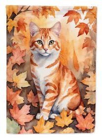 Cheetoh Cat in Fall Leaves Garden Flag Mailbox Flag Decorative Yard Flag Banner Outside Patio Artwork Yard Flower Beds, Garden Size, Multicolor