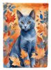 Russian Blue Cat in Fall Leaves Garden Flag Mailbox Flag Decorative Yard Flag Banner Outside Patio Artwork Yard Flower Beds, Garden Size, Multicolor