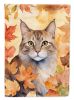 Dwelf Cat in Fall Leaves Garden Flag Mailbox Flag Decorative Yard Flag Banner Outside Patio Artwork Yard Flower Beds, Garden Size, Multicolor