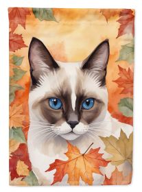 Snowshoe Cat in Fall Leaves Garden Flag Mailbox Flag Decorative Yard Flag Banner Outside Patio Artwork Yard Flower Beds, Garden Size, Multicolor