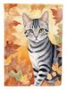 American Shorthair Cat in Fall Leaves Garden Flag Mailbox Flag Decorative Yard Flag Banner Outside Patio Artwork Yard Flower Beds, Garden Size