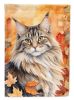 MaineCoon Cat in Fall Leaves Garden Flag Mailbox Flag Decorative Yard Flag Banner Outside Patio Artwork Yard Flower Beds, Garden Size, Multicolor