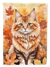 Skookum Cat in Fall Leaves Garden Flag Mailbox Flag Decorative Yard Flag Banner Outside Patio Artwork Yard Flower Beds, Garden Size, Multicolor