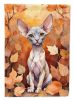 Minskin Cat in Fall Leaves House Flag Large Porch Sleeve Pole Decorative Outside Yard Banner Artwork Wall Hanging, Polyester, House Size, Multicolor