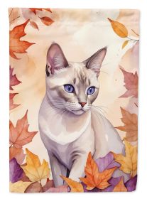 Thai Lilac Cat in Fall Leaves Garden Flag Mailbox Flag Decorative Yard Flag Banner Outside Patio Artwork Yard Flower Beds, Garden Size, Multicolor