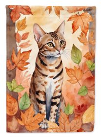 Ocicat Cat in Fall Leaves Garden Flag Mailbox Flag Decorative Yard Flag Banner Outside Patio Artwork Yard Flower Beds, Garden Size, Multicolor