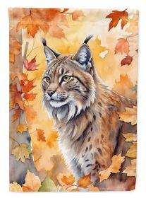 Highlander Lynx Cat in Fall Leaves Garden Flag Mailbox Flag Decorative Yard Flag Banner Outside Patio Artwork Yard Flower Beds, Garden Size