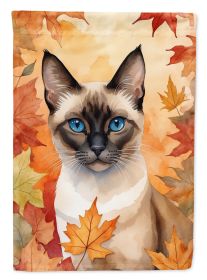 Siamese Cat in Fall Leaves Garden Flag Mailbox Flag Decorative Yard Flag Banner Outside Patio Artwork Yard Flower Beds, Garden Size, Multicolor