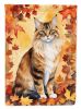 Cymric Cat in Fall Leaves House Flag Large Porch Sleeve Pole Decorative Outside Yard Banner Artwork Wall Hanging, Polyester, House Size, Multicolor