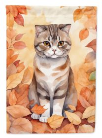 Scottish Fold Cat in Fall Leaves Garden Flag Mailbox Flag Decorative Yard Flag Banner Outside Patio Artwork Yard Flower Beds, Garden Size, Multicolor