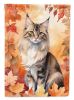 Oriental Longhair Cat in Fall Leaves Garden Flag Mailbox Flag Decorative Yard Flag Banner Outside Patio Artwork Yard Flower Beds, Garden Size