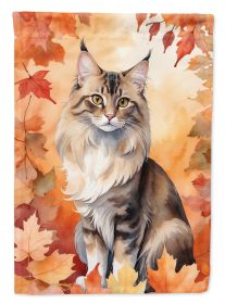 Oriental Longhair Cat in Fall Leaves Garden Flag Mailbox Flag Decorative Yard Flag Banner Outside Patio Artwork Yard Flower Beds, Garden Size