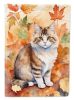 Ragamuffin Cat in Fall Leaves House Flag Large Porch Sleeve Pole Decorative Outside Yard Banner Artwork Wall Hanging, Polyester, House Size