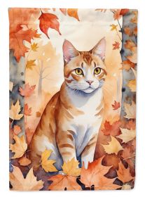 Ural Rex Cat in Fall Leaves Garden Flag Mailbox Flag Decorative Yard Flag Banner Outside Patio Artwork Yard Flower Beds, Garden Size, Multicolor