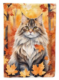 Siberian Cat in Fall Leaves Garden Flag Mailbox Flag Decorative Yard Flag Banner Outside Patio Artwork Yard Flower Beds, Garden Size, Multicolor