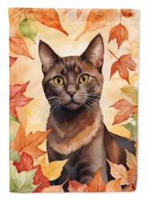 Havana Brown Cat in Fall Leaves Garden Flag Mailbox Flag Decorative Yard Flag Banner Outside Patio Artwork Yard Flower Beds, Garden Size, Multicolor