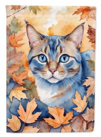 Ojos Azules Cat in Fall Leaves Garden Flag Mailbox Flag Decorative Yard Flag Banner Outside Patio Artwork Yard Flower Beds, Garden Size, Multicolor