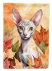 Cornish Rex Cat in Fall Leaves House Flag Large Porch Sleeve Pole Decorative Outside Yard Banner Artwork Wall Hanging, Polyester, House Size