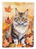 Kurilian Bobtail Cat in Fall Leaves Garden Flag Mailbox Flag Decorative Yard Flag Banner Outside Patio Artwork Yard Flower Beds, Garden Size