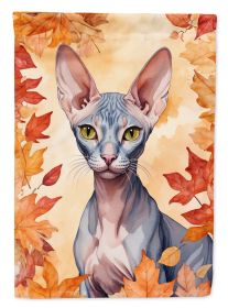 Peterbald Cat in Fall Leaves Garden Flag Mailbox Flag Decorative Yard Flag Banner Outside Patio Artwork Yard Flower Beds, Garden Size, Multicolor