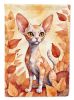 Devon Rex Cat in Fall Leaves House Flag Large Porch Sleeve Pole Decorative Outside Yard Banner Artwork Wall Hanging, Polyester, House Size, Multicolor