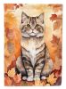 Selkirk Rex Cat in Fall Leaves Garden Flag Mailbox Flag Decorative Yard Flag Banner Outside Patio Artwork Yard Flower Beds, Garden Size, Multicolor