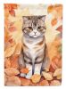 Scottish Fold Cat in Fall Leaves House Flag Large Porch Sleeve Pole Decorative Outside Yard Banner Artwork Wall Hanging, Polyester, House Size