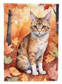 Oregon Rex Cat in Fall Leaves House Flag Large Porch Sleeve Pole Decorative Outside Yard Banner Artwork Wall Hanging, Polyester, House Size