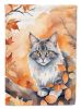 Australian Mist Cat in Fall Leaves House Flag Large Porch Sleeve Pole Decorative Outside Yard Banner Artwork Wall Hanging, Polyester, House Size