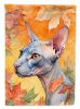 Donskoy Don Sphynx Cat in Fall Leaves House Flag Large Porch Sleeve Pole Decorative Outside Yard Banner Artwork Wall Hanging, Polyester, House Size