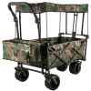 VEVOR Collapsible Folding Wagon with Removable Canopy, Heavy Duty Foldable Wagon Utility Cart for Garden, Camping, Grocery Cart