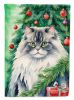 British Longhair Cat By the Christmas Tree Garden Flag Mailbox Flag Decorative Yard Flag Banner Outside Patio Artwork Yard Flower Beds, Garden Size