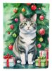 Korean Bobtail Cat By the Christmas Tree Garden Flag Mailbox Flag Decorative Yard Flag Banner Outside Patio Artwork Yard Flower Beds, Garden Size