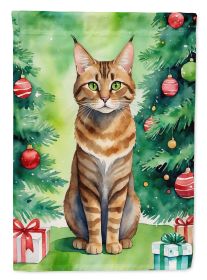 Sokoke Cat By the Christmas Tree Garden Flag Mailbox Flag Decorative Yard Flag Banner Outside Patio Artwork Yard Flower Beds, Garden Size, Multicolor