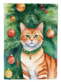 Suphalak Cat By the Christmas Tree Garden Flag Mailbox Flag Decorative Yard Flag Banner Outside Patio Artwork Yard Flower Beds, Garden Size