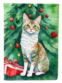 Oregon Rex Cat By the Christmas Tree Garden Flag Mailbox Flag Decorative Yard Flag Banner Outside Patio Artwork Yard Flower Beds, Garden Size