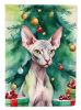 Donskoy Don Sphynx Cat By the Christmas Tree Garden Flag Mailbox Flag Decorative Yard Flag Banner Outside Patio Artwork Yard Flower Beds, Garden Size