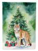 Highlander Lynx Cat By the Christmas Tree Garden Flag Mailbox Flag Decorative Yard Flag Banner Outside Patio Artwork Yard Flower Beds, Garden Size