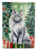 Nebelung Cat By the Christmas Tree Garden Flag Mailbox Flag Decorative Yard Flag Banner Outside Patio Artwork Yard Flower Beds, Garden Size