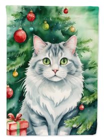 American Curl Cat By the Christmas Tree Garden Flag Mailbox Flag Decorative Yard Flag Banner Outside Patio Artwork Yard Flower Beds, Garden Size