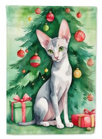 Oriental Shorthair Cat By the Christmas Tree Garden Flag Mailbox Flag Decorative Yard Flag Banner Outside Patio Artwork Yard Flower Beds, Garden Size