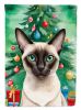 Colorpoint Shorthair Cat By the Christmas Tree Garden Flag Mailbox Flag Decorative Yard Flag Banner Outside Patio Artwork Yard Flower Beds