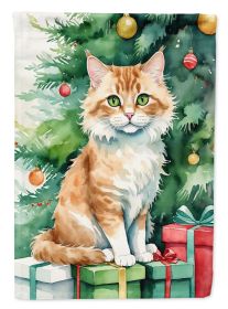 Skookum Cat By the Christmas Tree Garden Flag Mailbox Flag Decorative Yard Flag Banner Outside Patio Artwork Yard Flower Beds, Garden Size, Multicolor