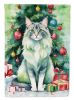 Oriental Longhair Cat By the Christmas Tree Garden Flag Mailbox Flag Decorative Yard Flag Banner Outside Patio Artwork Yard Flower Beds, Garden Size