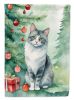 Australian Mist Cat By the Christmas Tree House Flag Large Porch Sleeve Pole Decorative Outside Yard Banner Artwork Wall Hanging, Polyester