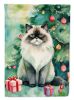 Himalayan Cat By the Christmas Tree House Flag Large Porch Sleeve Pole Decorative Outside Yard Banner Artwork Wall Hanging, Polyester, House Size