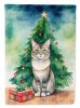 Dwelf Cat By the Christmas Tree House Flag Large Porch Sleeve Pole Decorative Outside Yard Banner Artwork Wall Hanging, Polyester, House Size