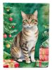 California Spangled Cat By the Christmas Tree Garden Flag Mailbox Flag Decorative Yard Flag Banner Outside Patio Artwork Yard Flower Beds, Garden Size